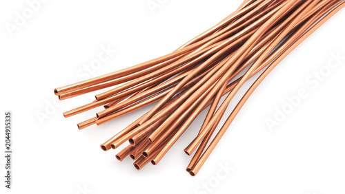 copper wire cable wave isolated on white background