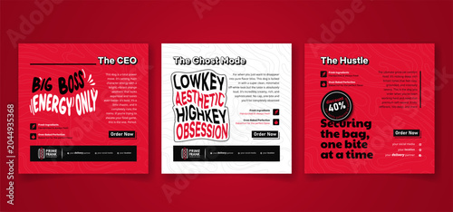 Social media template with typography design in red white background for hot dog advertisement