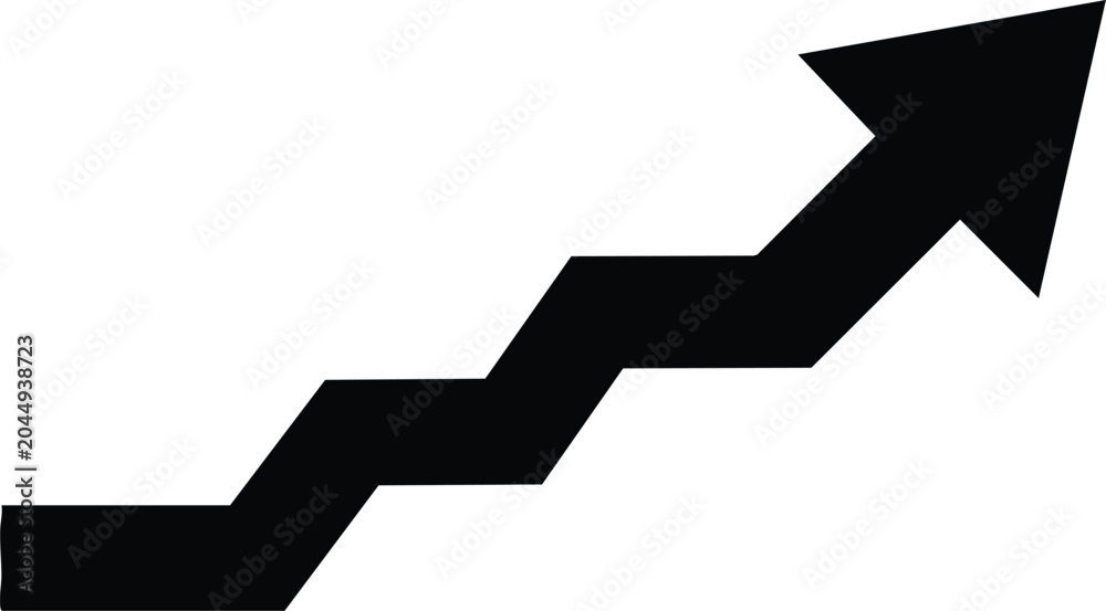 Fototapeta premium Arrow pointing upwards indicates a steady growth trend in financial performance and represents a positive trajectory for business development and market analysis.