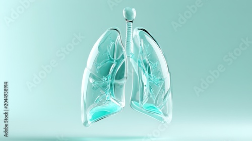 Lungs made of glass show structure and details in a light setting during a medical illustration