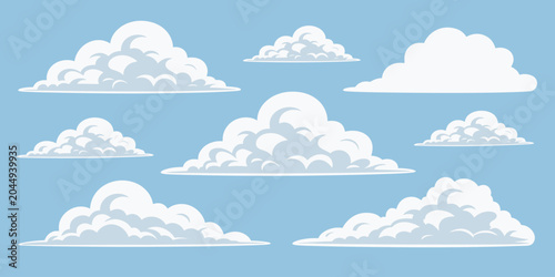 Tableau sur toile cloud vector illustration layered clouds on light blue sky backgrounds