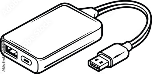 charger external hard drive with usb cable outline vector
