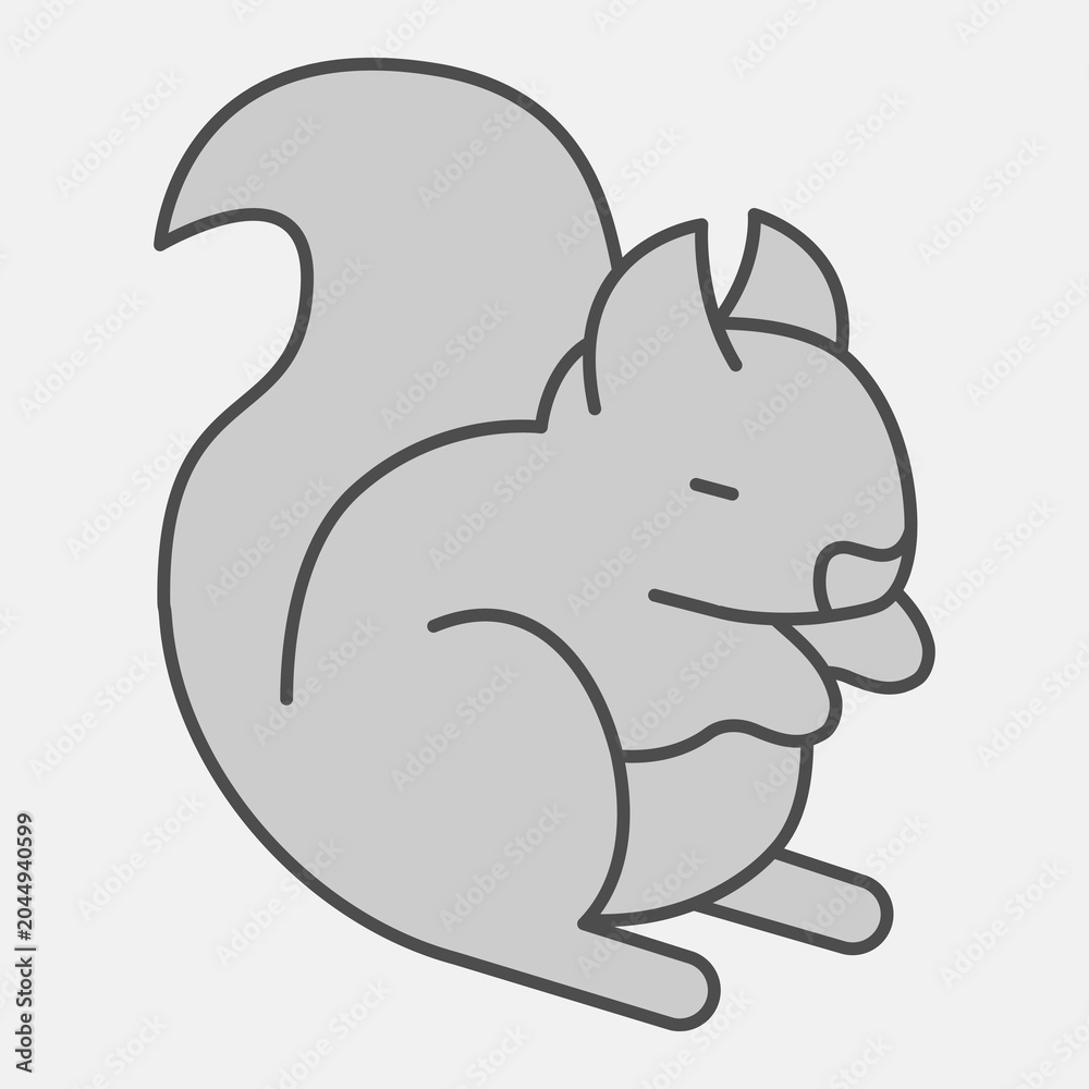 Fototapeta premium Squirrel isometric icon, wildlife concept. Vector graphics. Animal sign with outline for or web design