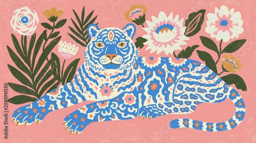 modern tiger illustration with creative patterns and vibrant design
