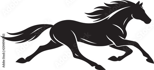 Schilderij op canvas Running Horse Silhouette Galloping Mustang Concept