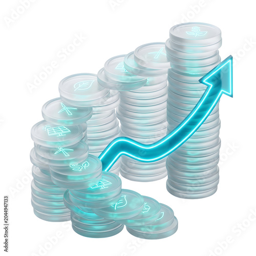 Growing Stack of Frosted White Translucent Coins