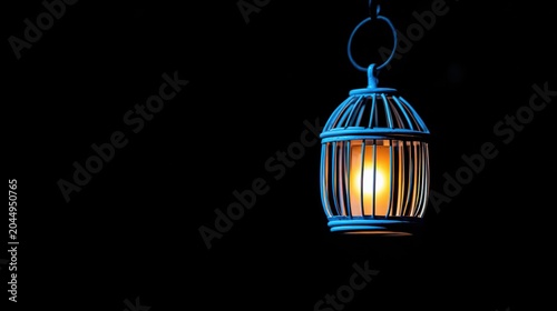 Lantern illuminating dark background creating warm ambiance