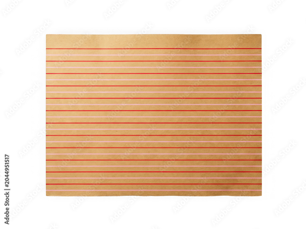 Naklejka premium Lined kraft paper page for writing and office stationery concept, isolated on transparent background