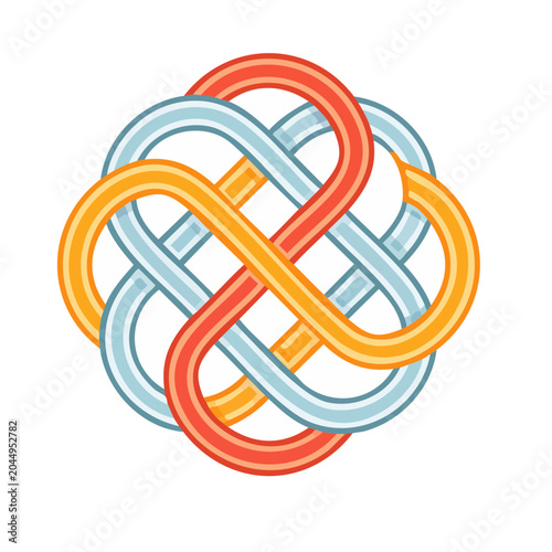 Interlocking knot pattern in flat design style