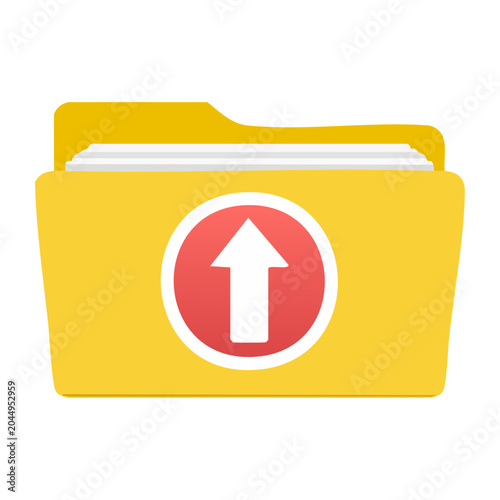 Yellow folder icon with upload arrow