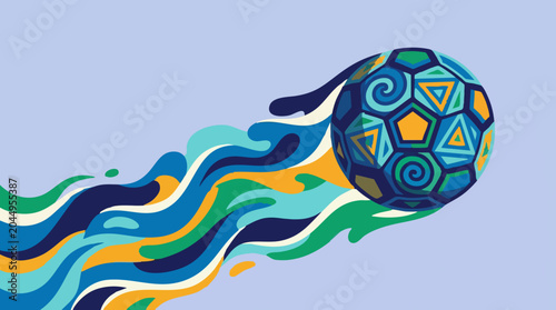 Bild auf Leinwand Abstract football illustration with dynamic colorful splash trails