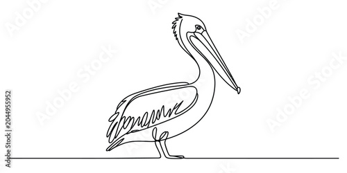 Tableau sur toile Pelican bird continuous line drawing illustration