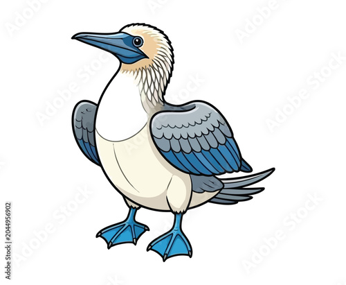Εκτύπωση καμβά Blue footed booby bird in a cartoon style illustration on white background