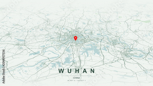 Photos Modern minimalist vector map of Wuhan, China