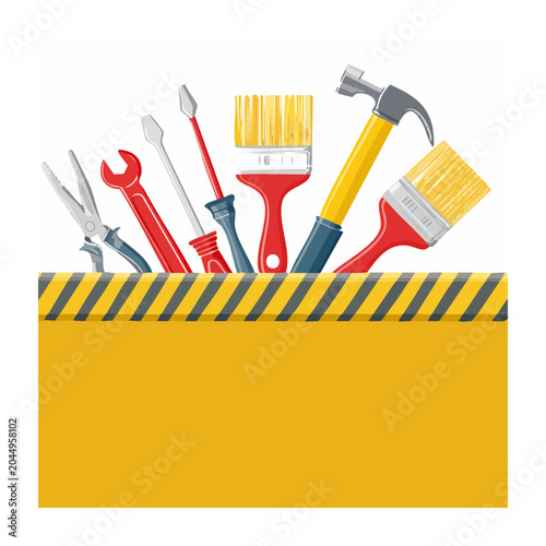 Illustration of a toolbox filled with various tools