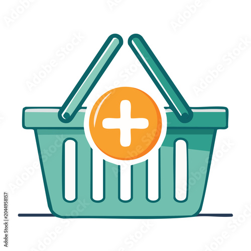 Shopping basket icon with a plus sign