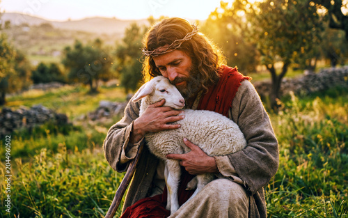 Jesus Christ Embracing a Lamb