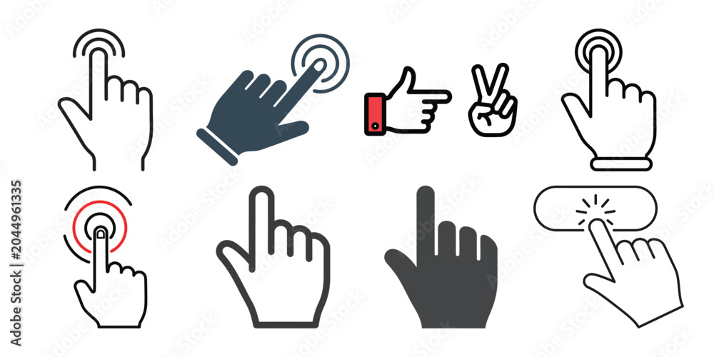 Obraz premium 8 Hand gesture icons for user interface and interaction design