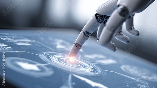 Robotic hand interacts with a digital interface