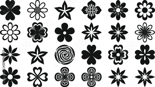 Schilderij op canvas Laurel Wreath Silhouette Vector Set with Elegant Olive Leaf Branch Circular Fram