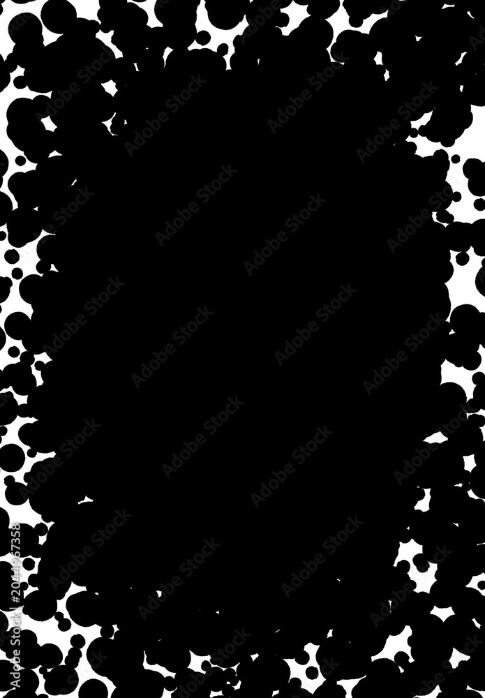 Naklejka premium Abstract Black and White Organic Blob Frame Pattern Background