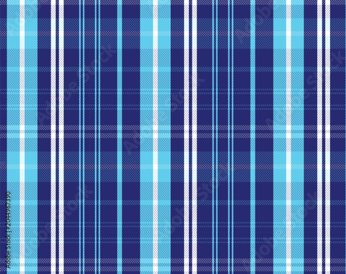 Seamless blue white plaid pattern for clothing sewing textile
