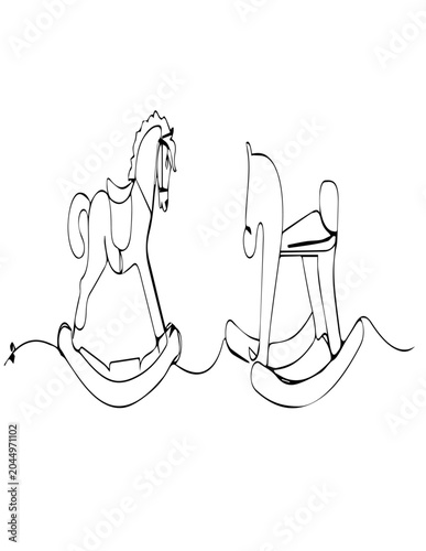 Rocking horse and rocking chair illustration