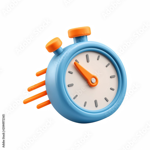 3D Speed Stopwatch Timer Icon isolated on transparent background.