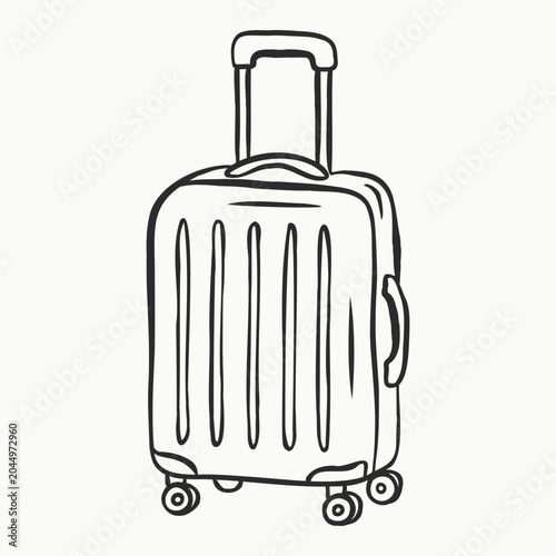 Hand drawn suitcase doodle outline. Travel luggage icon in minimal sketch style. Vector illustration isolated for tourism and vacation design.