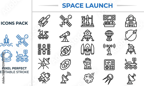 Foto Deep Space Exploration outline icon set