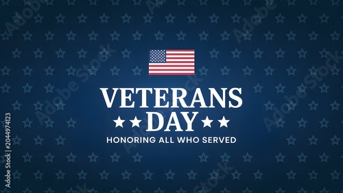 Veterans day banner with american flag design and honoring all who served typography