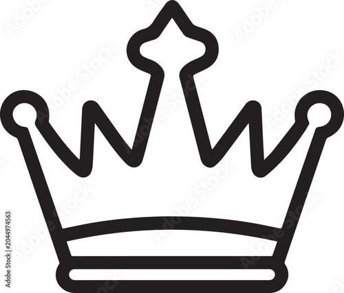 Tableau sur toile A stylized, monochromatic crown icon represents royalty and leadership, with sharp points and a classic silhouette, symbolizing authority and prestige
