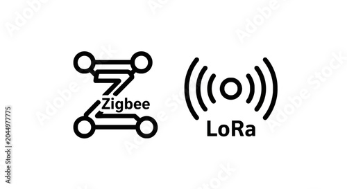 Zigbee and lo ra wireless technology icons with wireless technology communication protocol connectivity internet electronics innovation infrastructure