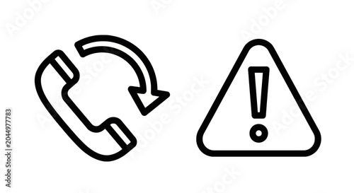 Phone and warning sign icons with notification communication electronics innovation infrastructure transfer transmission frequency coverage