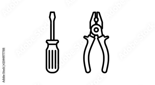 Screwdriver and pliers icon set hand tools for repair and maintenance hand tool screwdriver maintenance construction mechanic handyman workshop