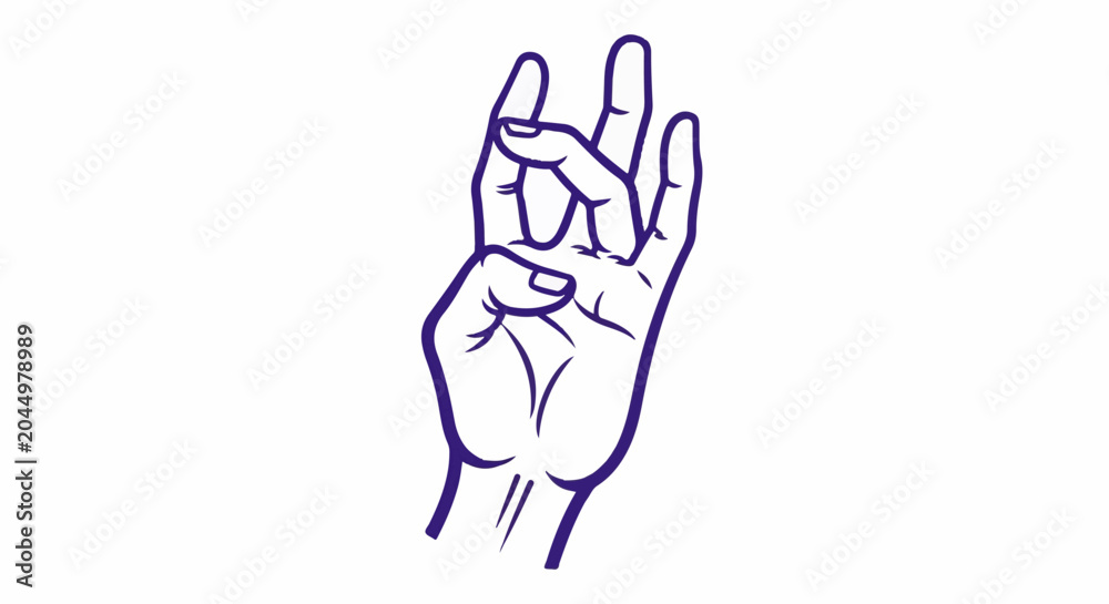 Fototapeta premium Line art of a right hand in mudra gesture