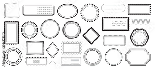 Photos Collection of blank postage stamp frames and postmark borders in vector format