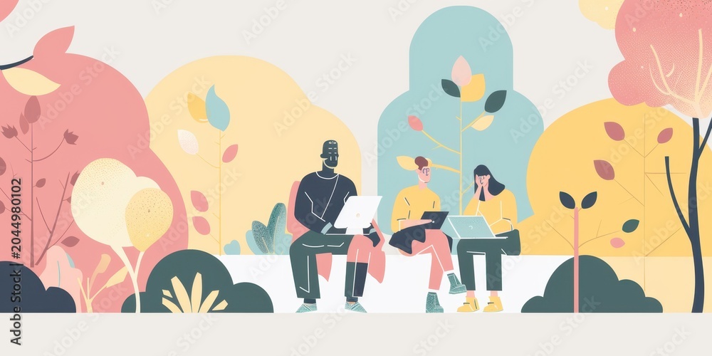 Fototapeta premium Minimalist illustration for a design agency subscription website header