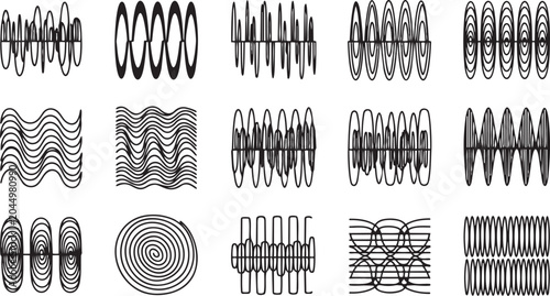 Abstract vector patterns and wave designs in black and white
