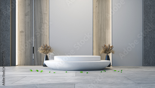 Tableau sur toile 3D rendering of a layered white pedestal for product presentation