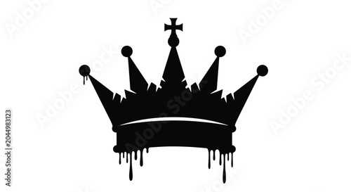 Schilderij op canvas Elegant Black Crown Silhouette with Dripping Embellishments.