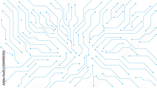 Blue Circuit Board Technology Background with Abstract PCB Lines and Digital Network Pattern