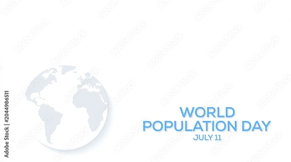 Fototapeta premium World Population Day Minimalist Banner with Earth Globe Illustration on White Background