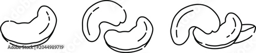 Foto Hand Drawn Cashew Nut Icons Set Vector Illustration, Healthy Snack Food and Orga