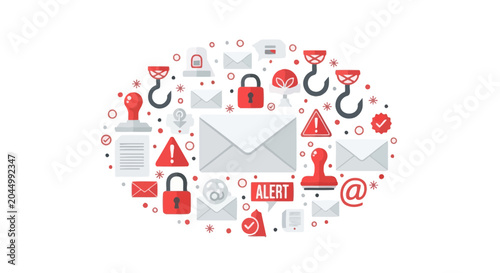 Email Security and Phishing Protection Concept with Cyber Attack Icons
