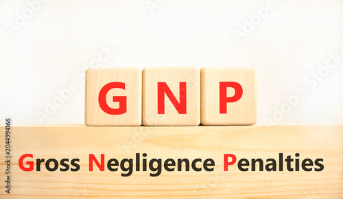 Fotografie GNP gross negligence penalties symbol