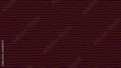 Fényképezés Abstract background with evenly spaced horizontal wavy orange lines on a dark brown surface