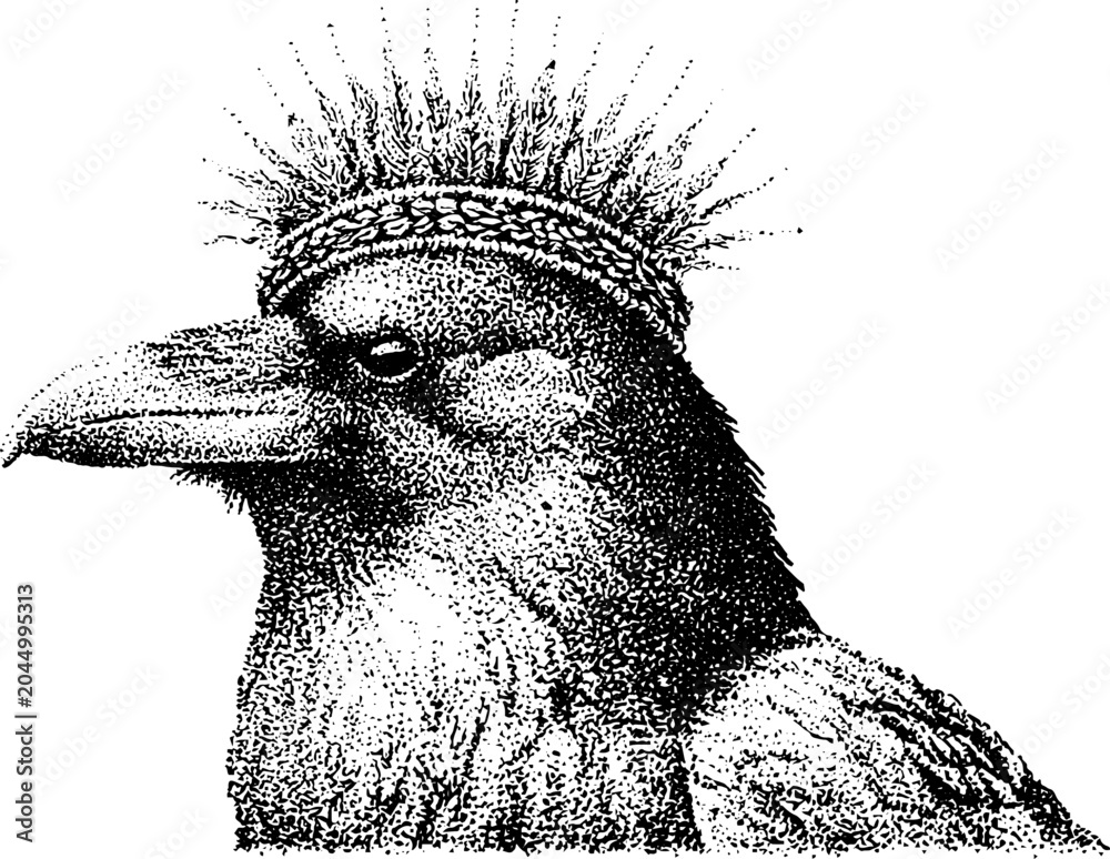 Fototapeta premium Bird portrait with braided headband and radiant crest