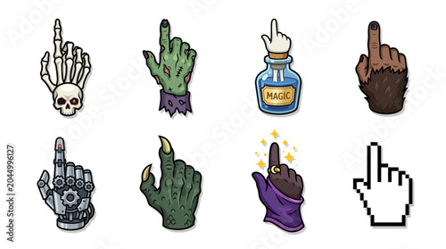 Foto Various hands and fingers cursors  point towards