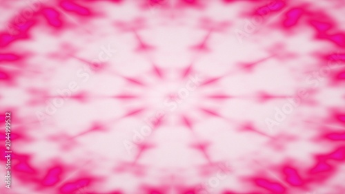 Vibrant abstract kaleidoscope pattern with bright pink glowing light circles for design.
